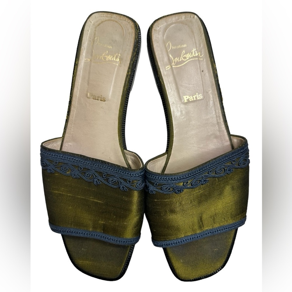 Christian Louboutin Slide Sandal Womens Shoes Size 39.5/US 9, green color